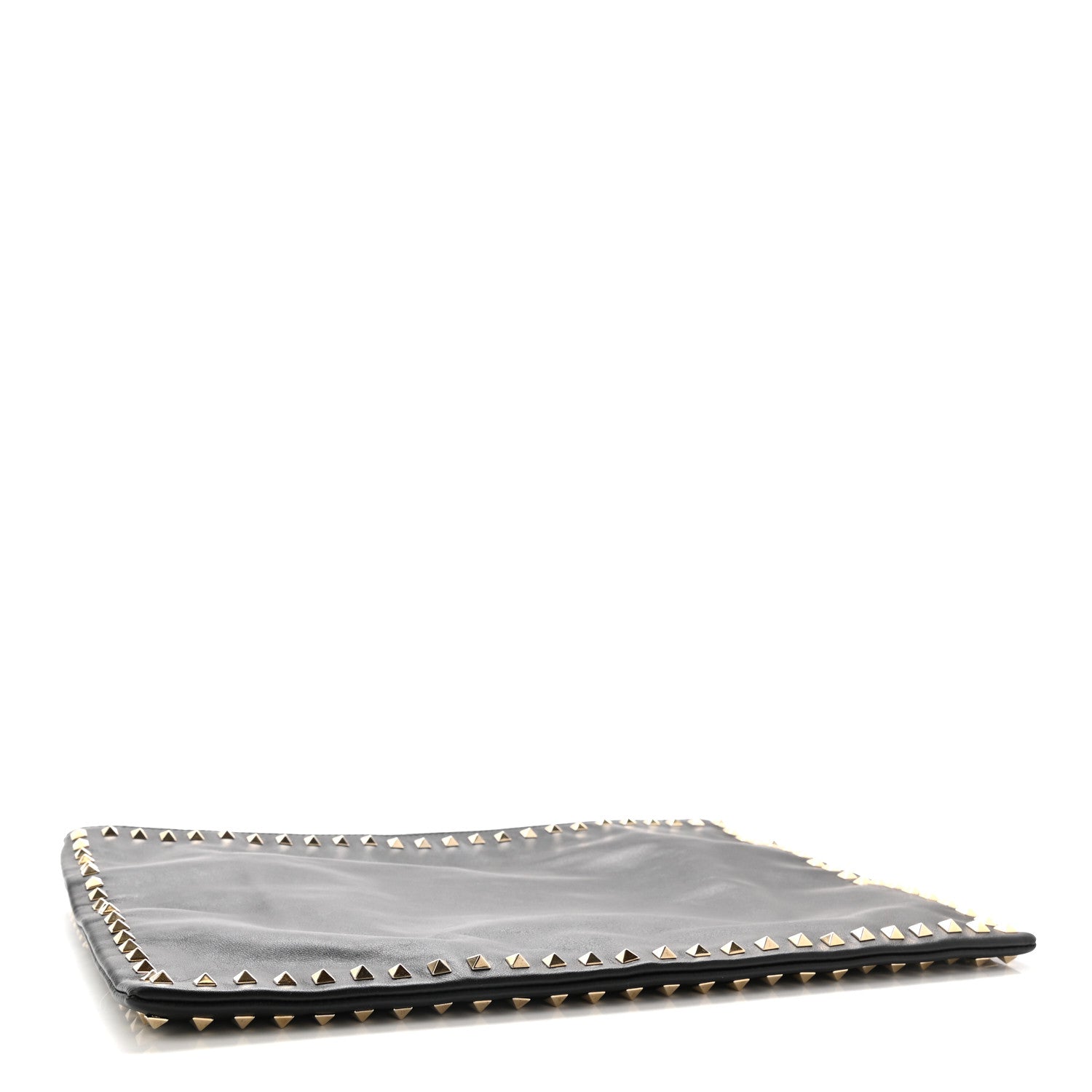 Valentino Garavani Vitello Oversized Rockstud Zip Wristlet Pouch Black 4 of 8