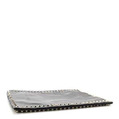 Valentino Garavani Vitello Oversized Rockstud Zip Wristlet Pouch Black 4 of 8