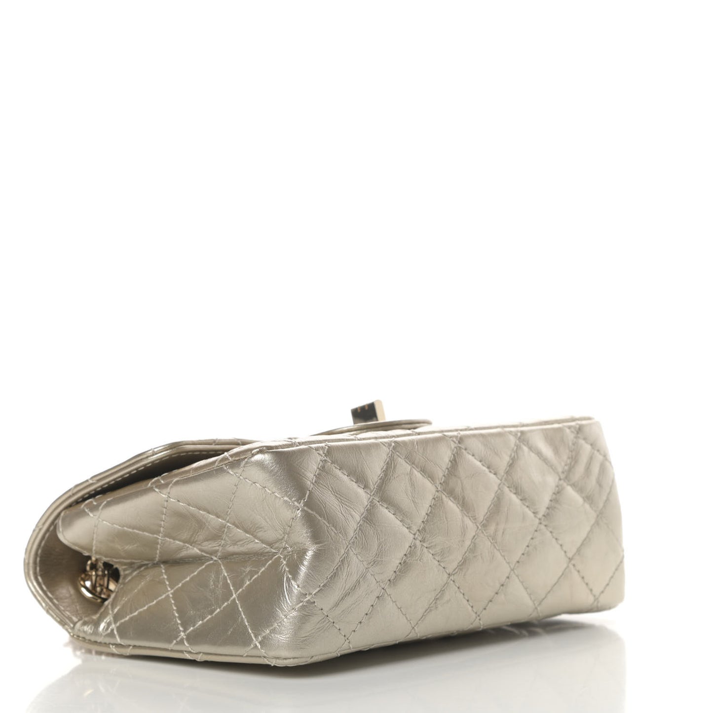 Metallic Aged Calfskin Quilted 2.55 Reissue Mini Flap Light Gold