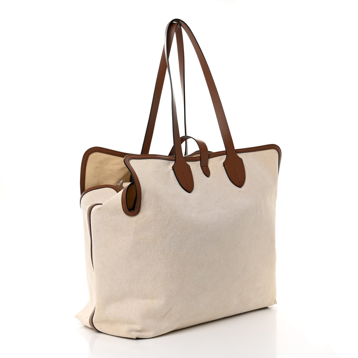 Burberry Cotton Canvas Calfskin Large Soft Belted Tote Bag Natural 4 of 17