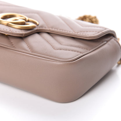 Gucci Calfskin Matelasse Super Mini GG Marmont Shoulder Bag Porcelain Rose 9 of 11