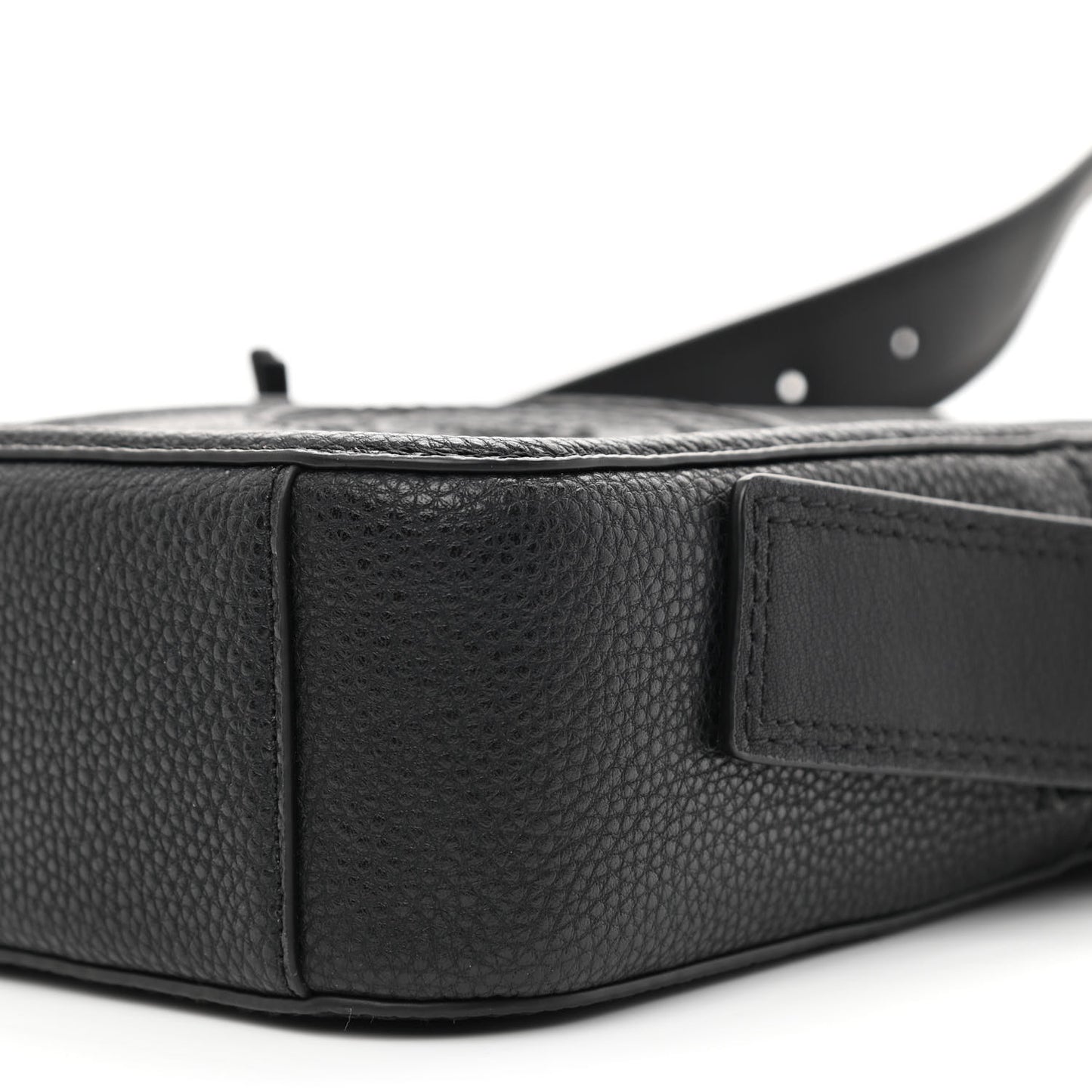 Calfskin Signet Stitched Crossbody Bag Black
