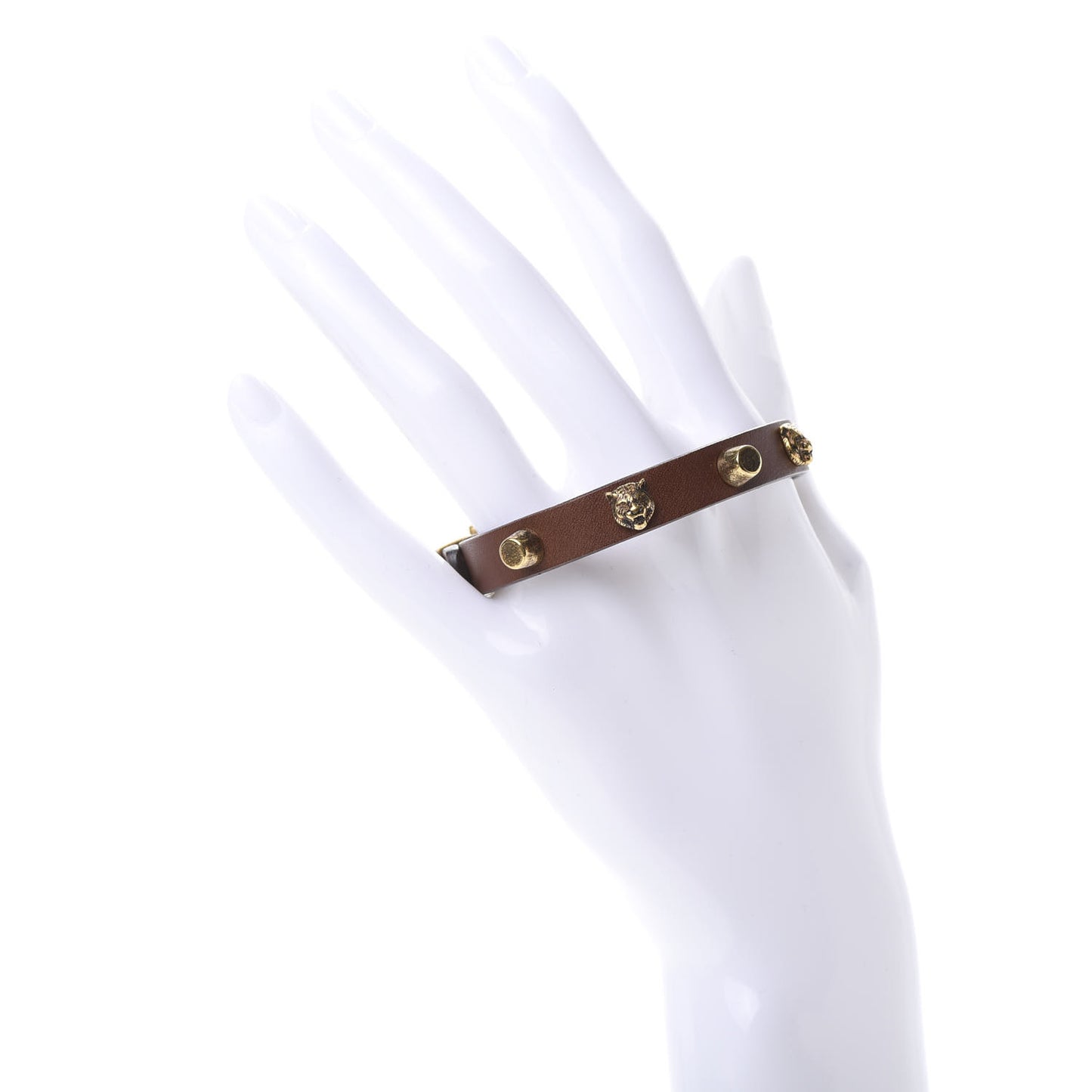 Calfskin Feline Heads Bracelet Brown