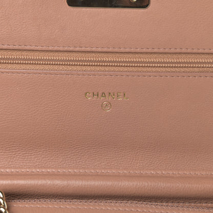 Chanel Grained Calfskin Quilted Label Click Flap Wallet On Chain WOC Pink 6 of 18
