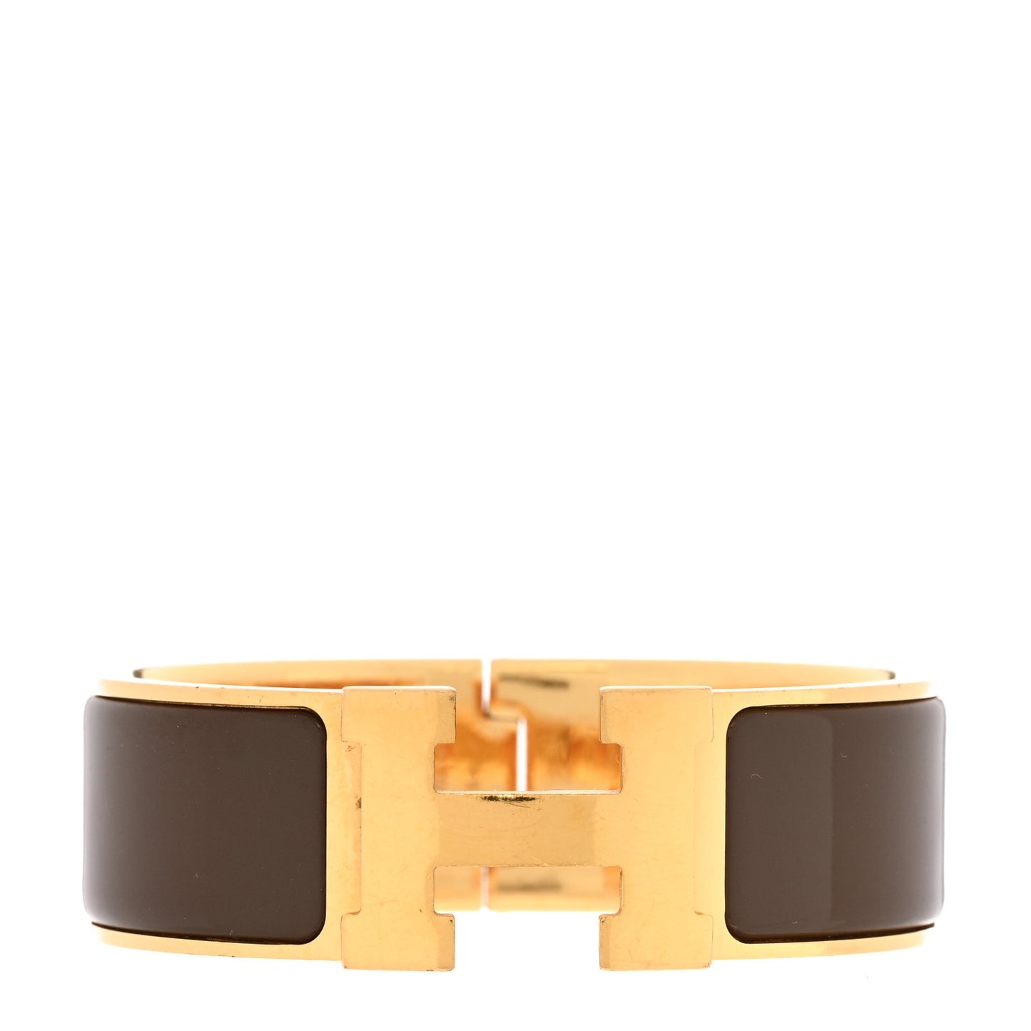 Enamel Wide Clic Clac H Bracelet PM Chocolate