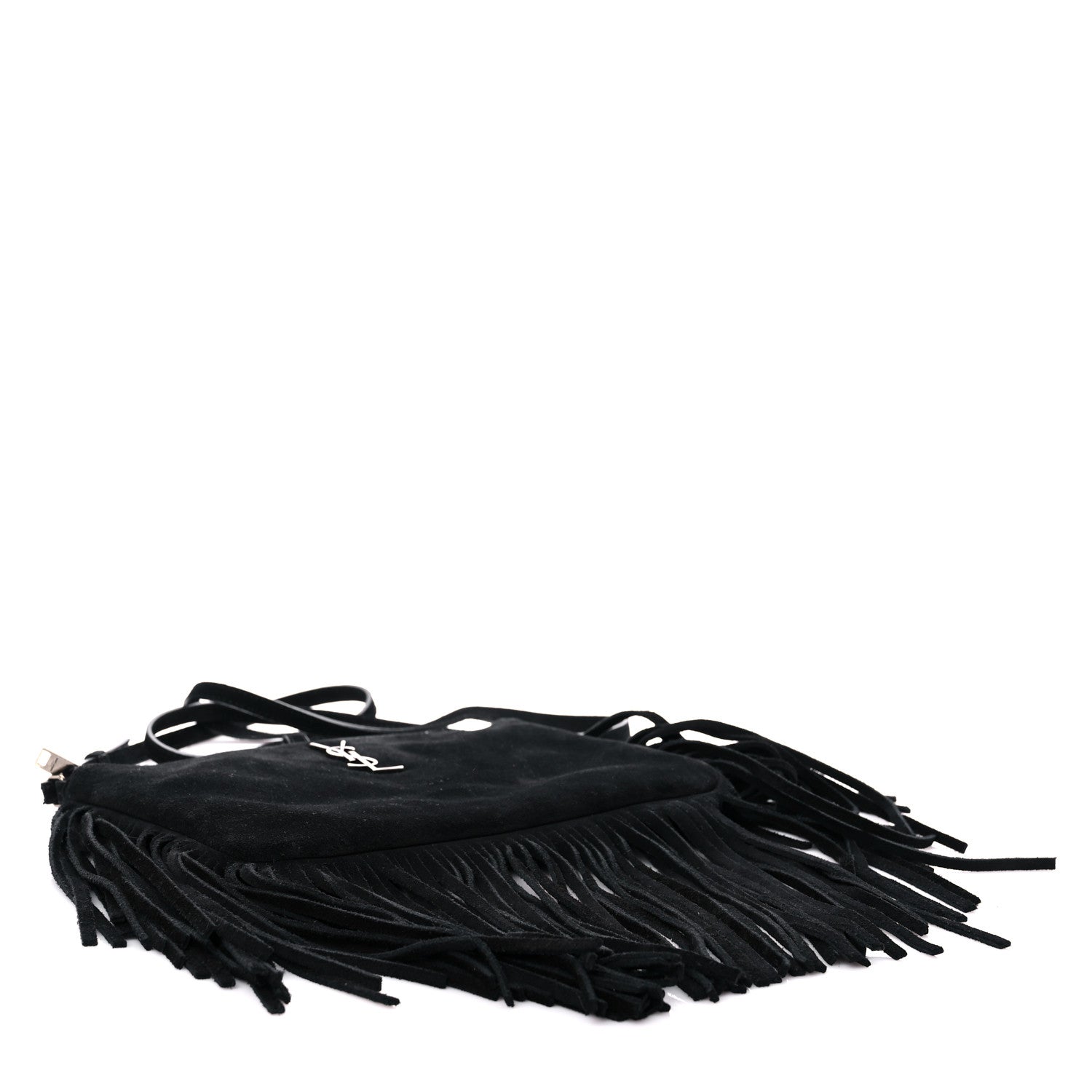 Saint Laurent Suede Calfskin Small Fringe Crossbody Bag Black 4 of 13