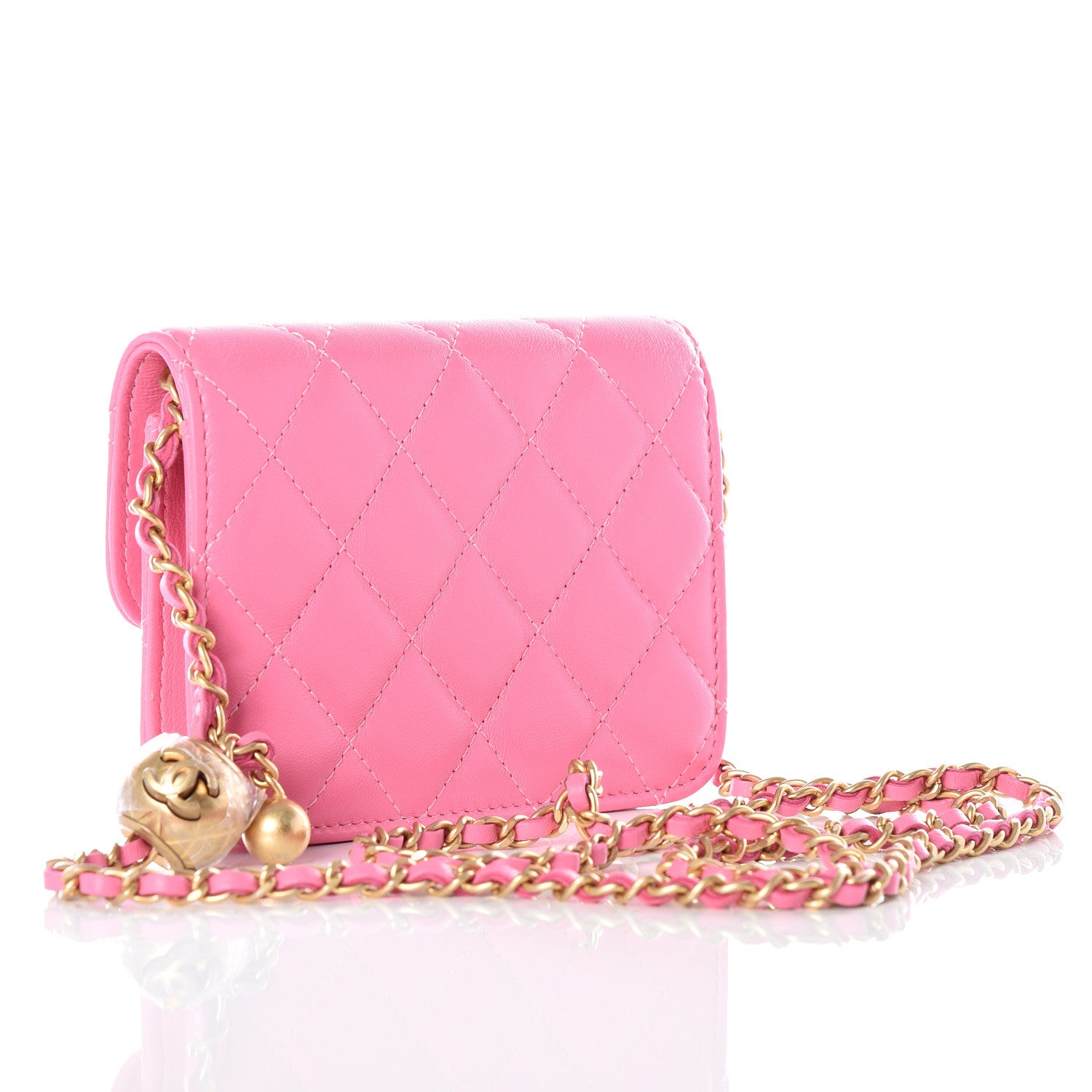 Chanel Lambskin Quilted Pearl Crush Clutch With Chain Pink 2 of 12