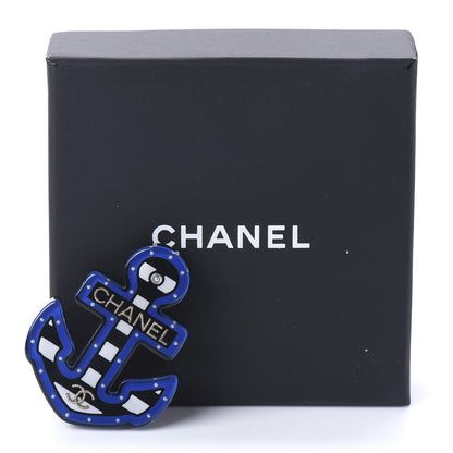 Chanel Resin Pearl Anchor CC Brooch Black Blue 5 of 5