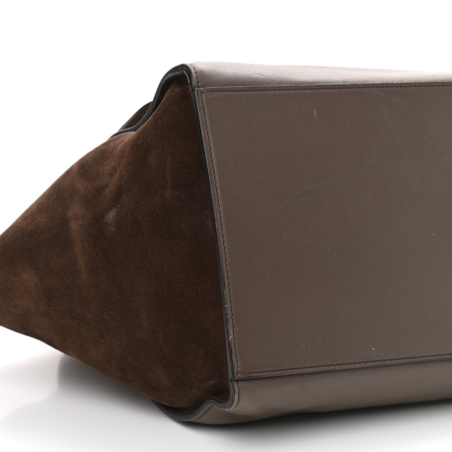 Smooth Calfskin Suede Large Tri-Color Trapeze Taupe