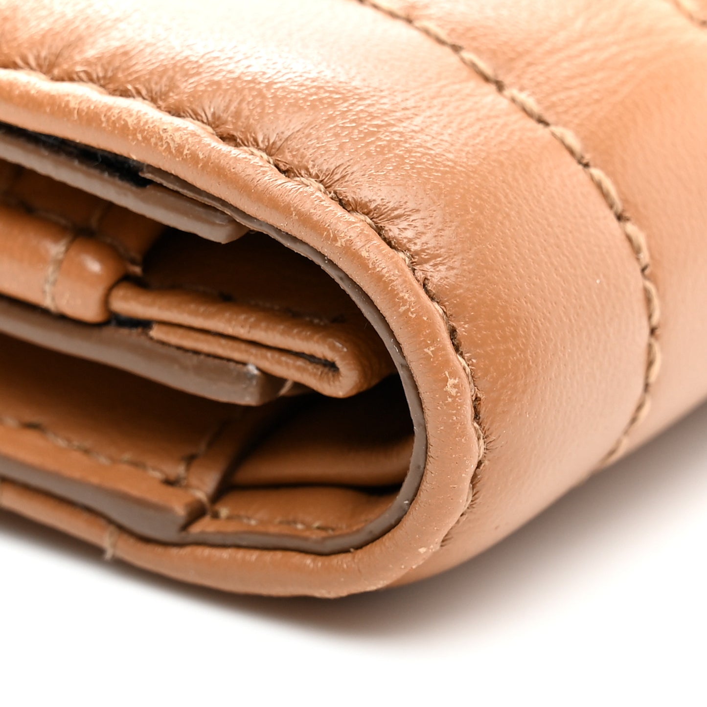 Lambskin Quilted Small Lola Folding Wallet Maple Brown