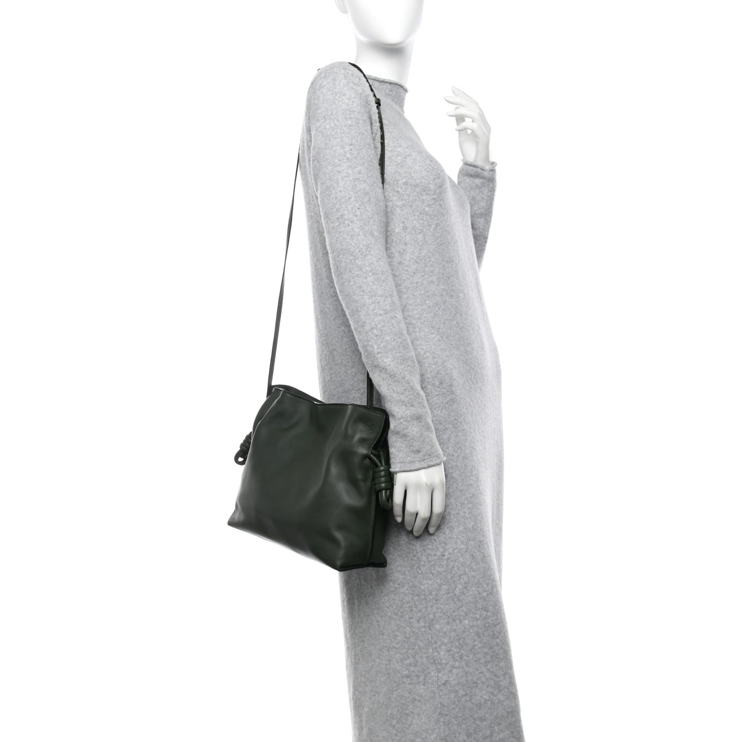 Calfskin Flamenco Knot Clutch Vintage Khaki