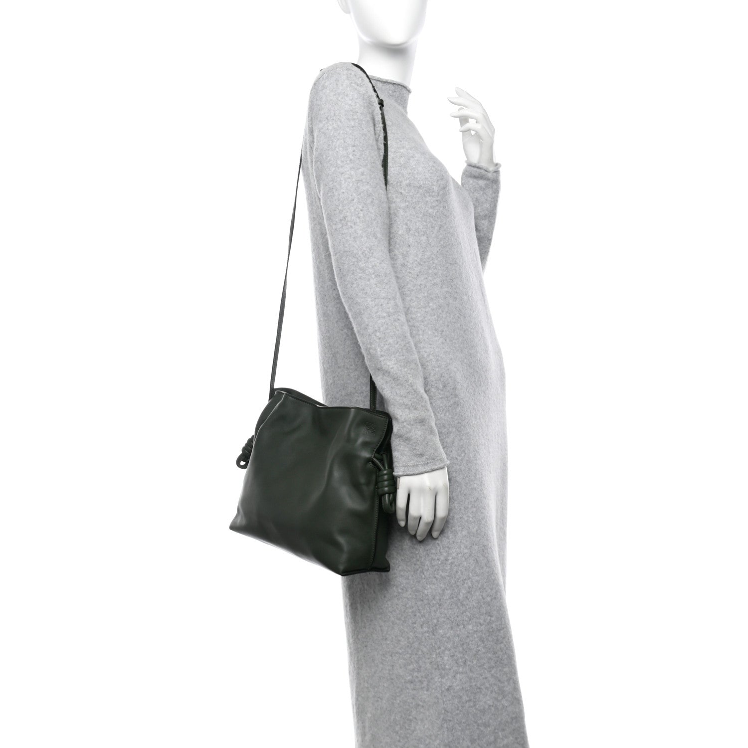 Loewe Calfskin Flamenco Knot Clutch Vintage Khaki 2 of 10