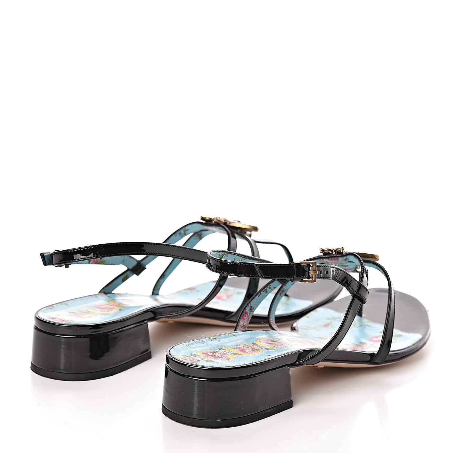 Gucci Patent Bee Thong Sandal 38 Black 4 of 12