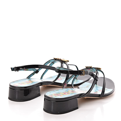 Gucci Patent Bee Thong Sandal 38 Black 4 of 12
