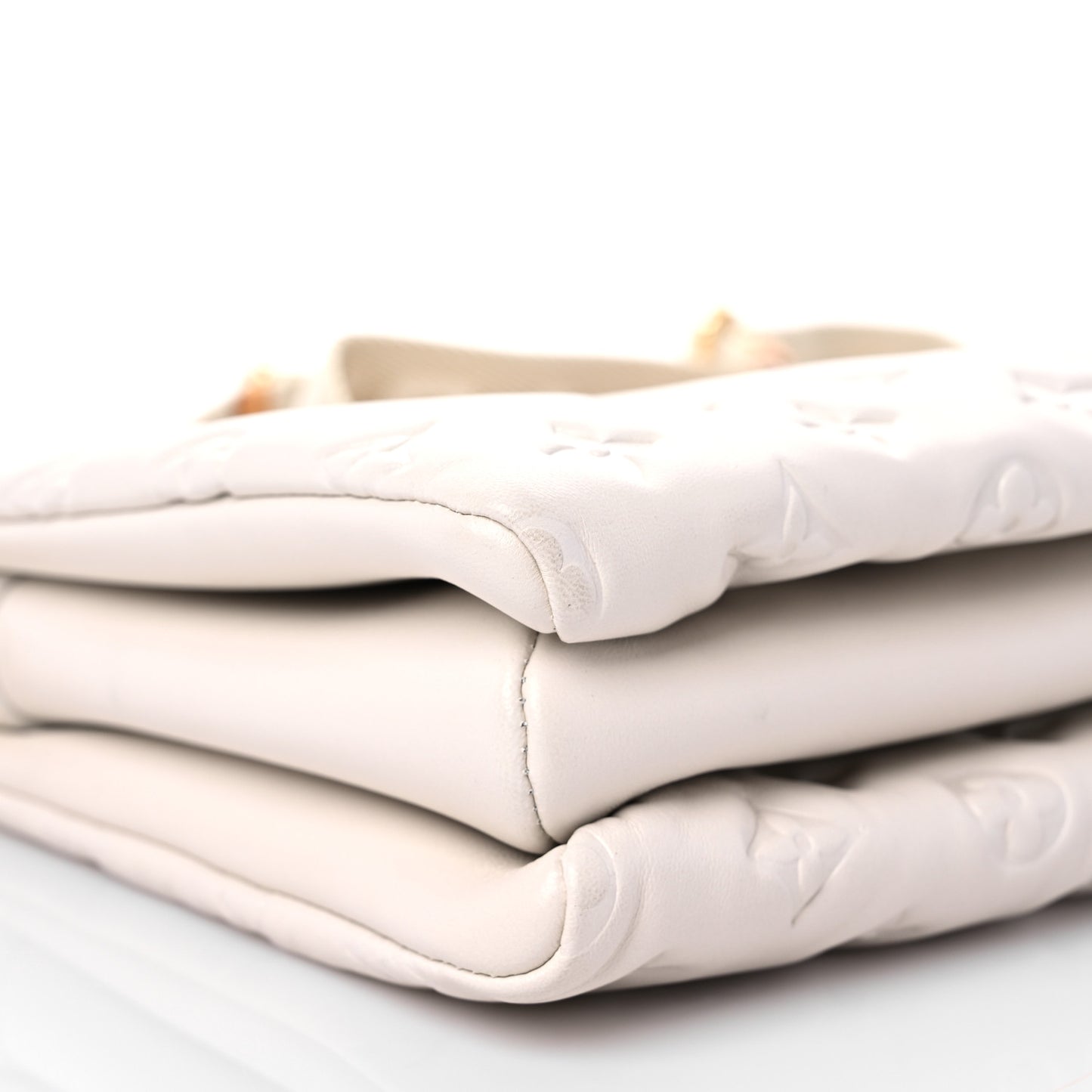 Lambskin Embossed Monogram Coussin PM Cream