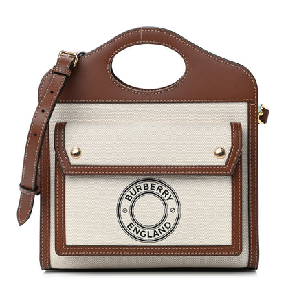 Burberry Canvas Smooth Calfskin Two Tone Mini Pocket Bag Tan 1 of 4