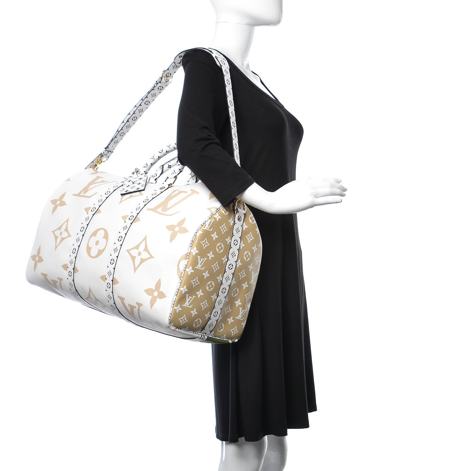 Louis Vuitton Monogram Giant Keepall Bandouliere 50 Kaki Beige 2 of 9