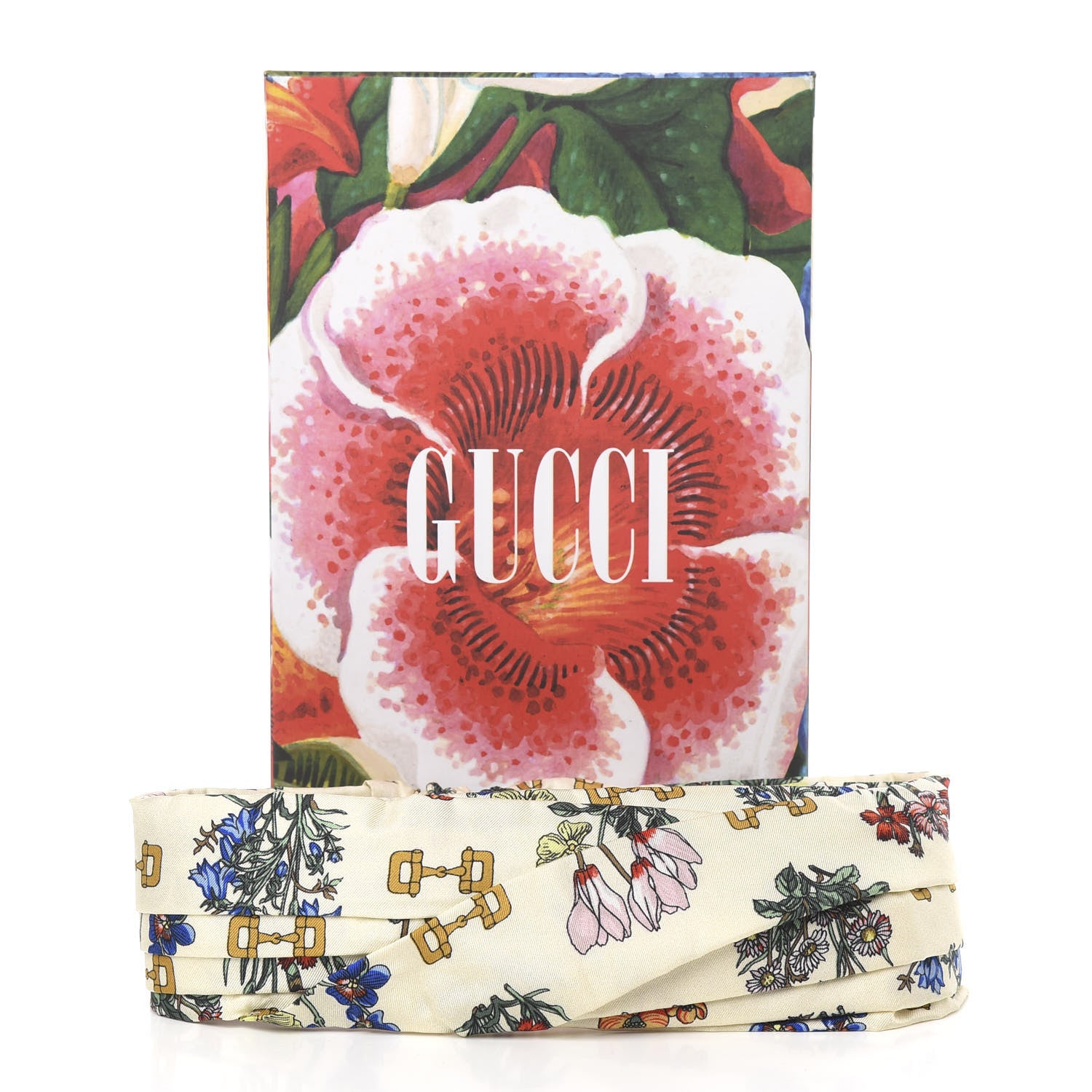 Gucci Silk Floral Stirrup Print Headband Natural 6 of 6