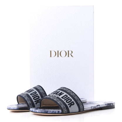 Christian Dior Canvas Tie and Dior Embroidered Dway Flat Slide Sandals 39.5 Denim 10 of 10