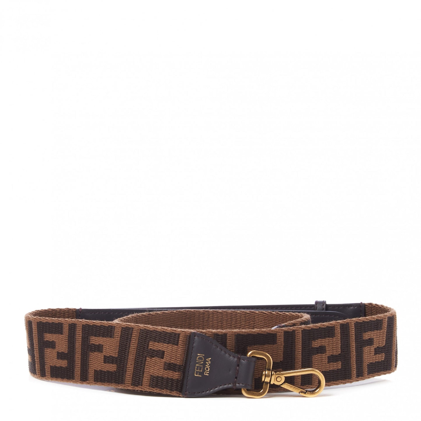 Ribbon Vitello Century FF 1974 Flat Studded Strap You Fango Marrone Ebano