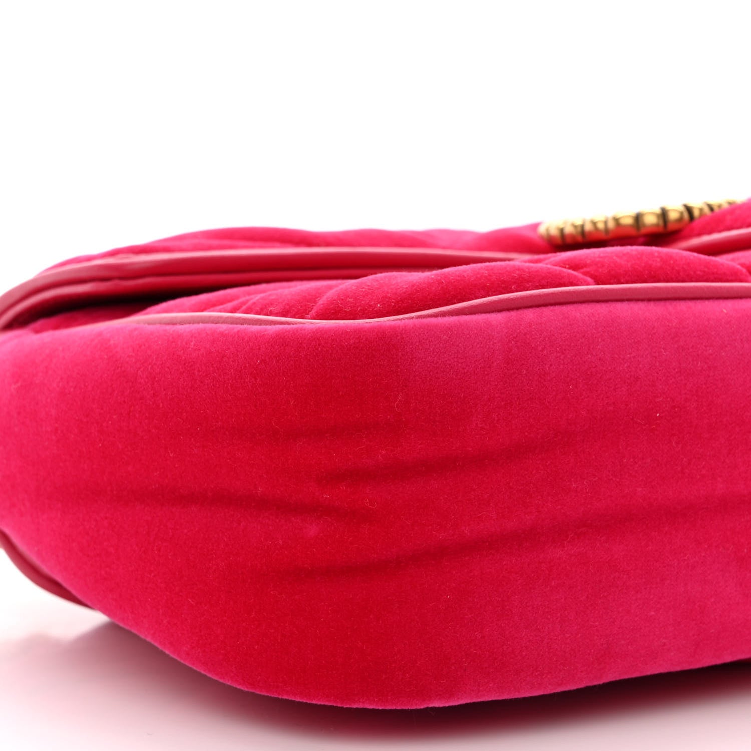 Gucci Velvet Matelasse Double G Studs Small Torchon GG Marmont Shoulder Bag Raspberry Rose 9 of 10
