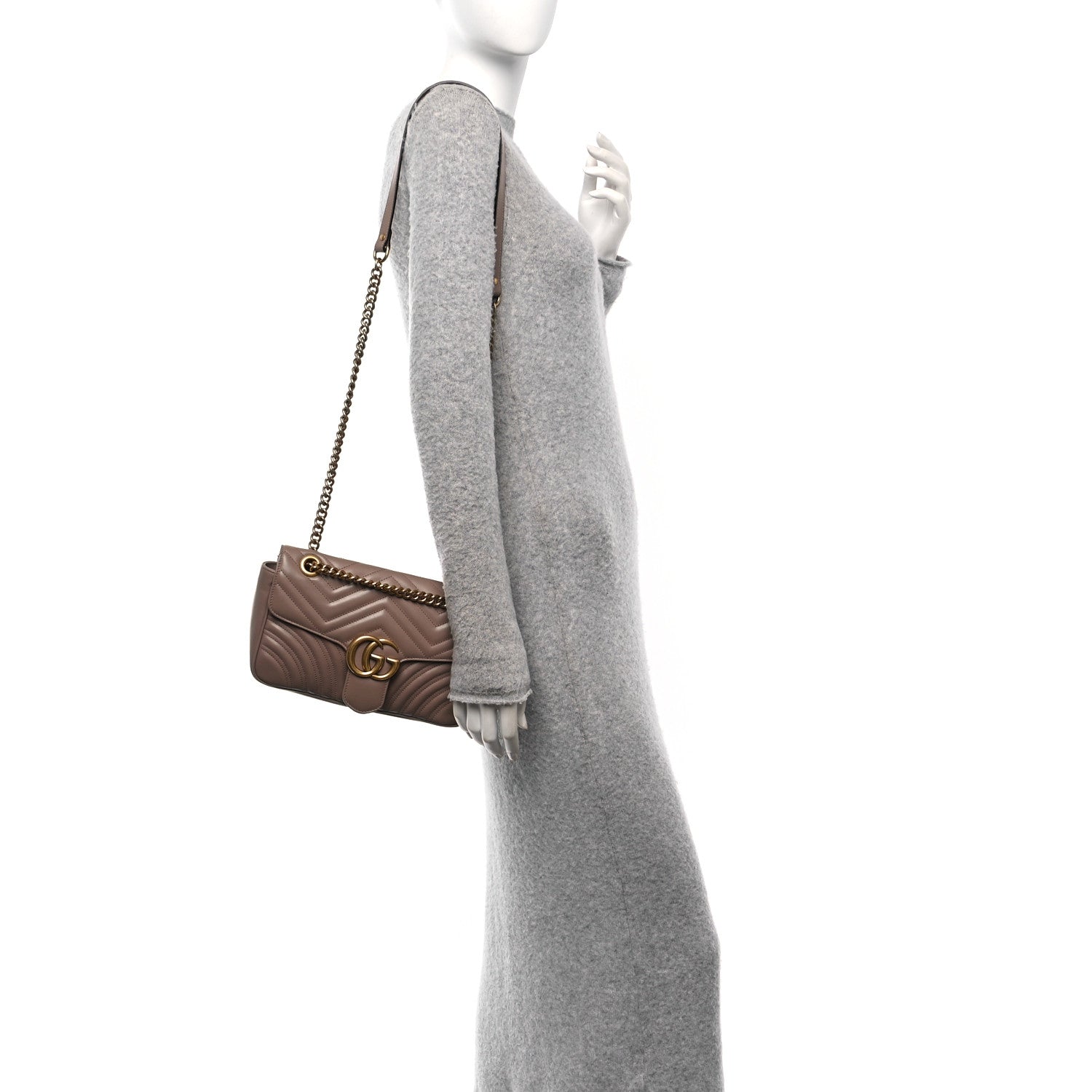 Gucci Calfskin Matelasse Small GG Marmont Shoulder Bag Porcelain Rose 2 of 11