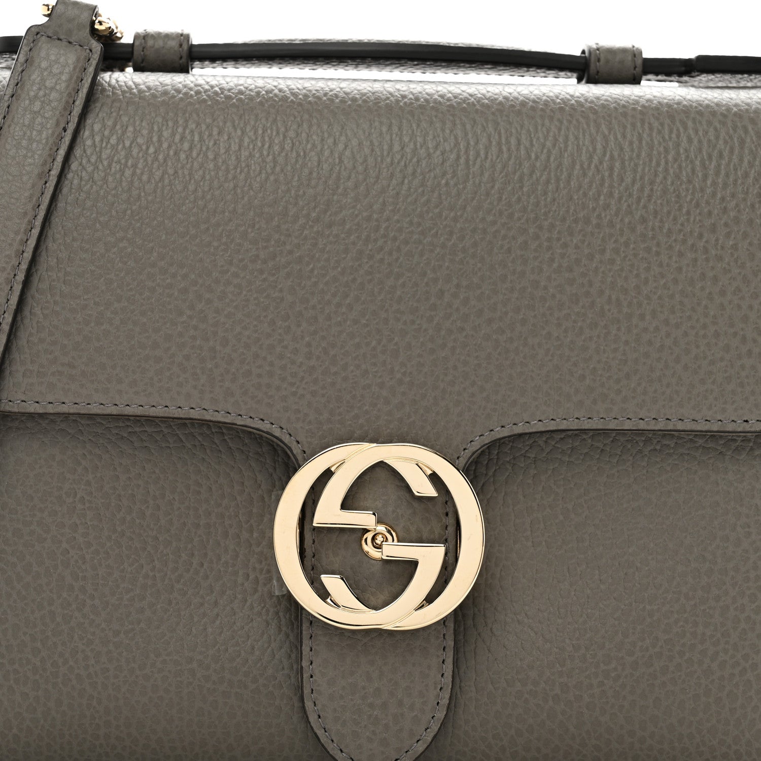 Gucci Dollar Calfskin Interlocking G Top Handle Shoulder Bag Loess 5 of 11