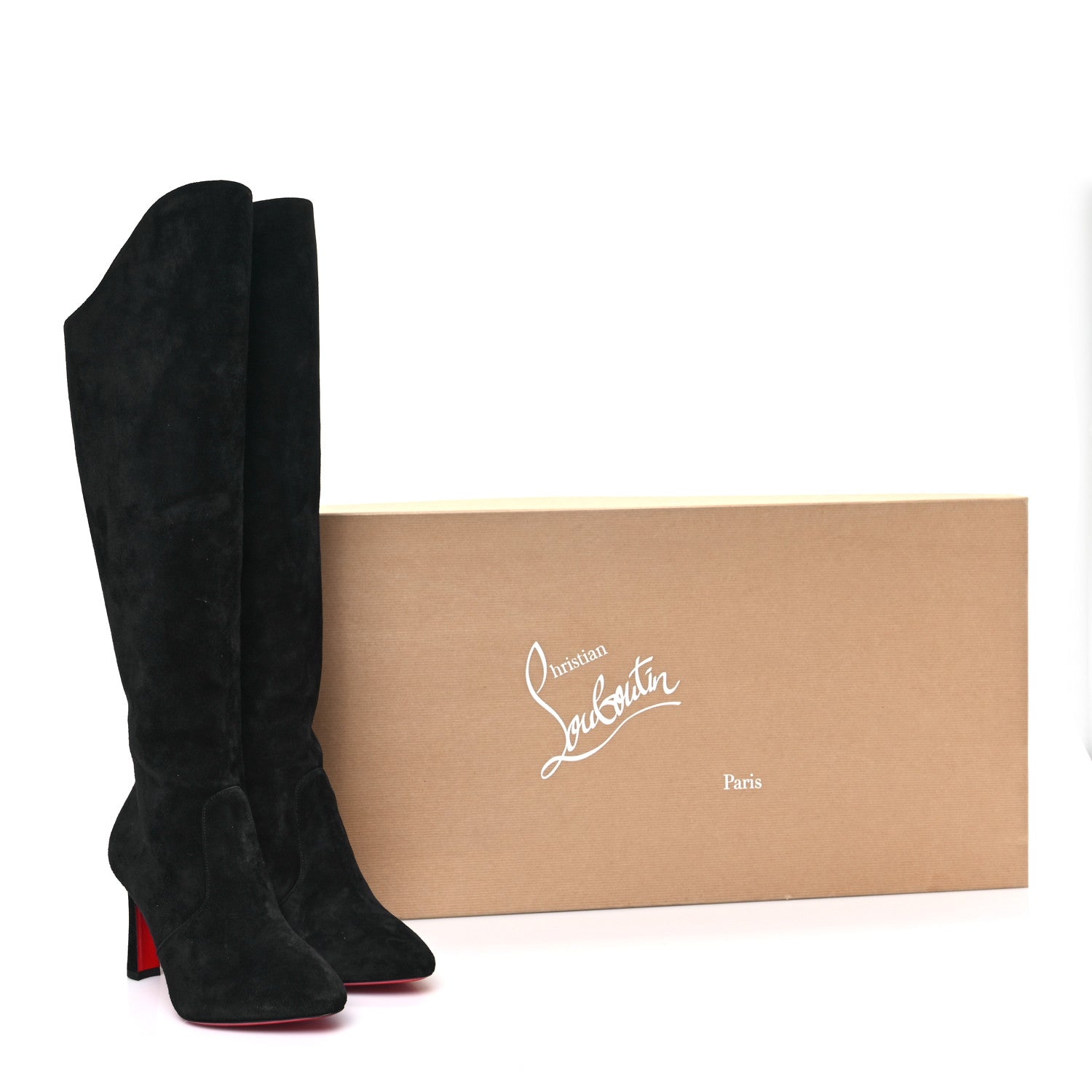 Christian Louboutin Veau Velours Eleonor Botta 85 Tall Boots 36.5 Black 8 of 8