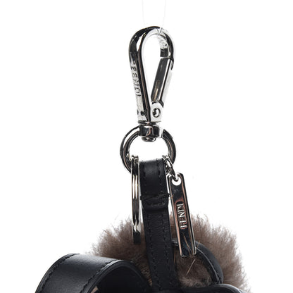 Fendi Nylon Fur No Words Faces Bag Bug Backpack Charm Black 3 of 7