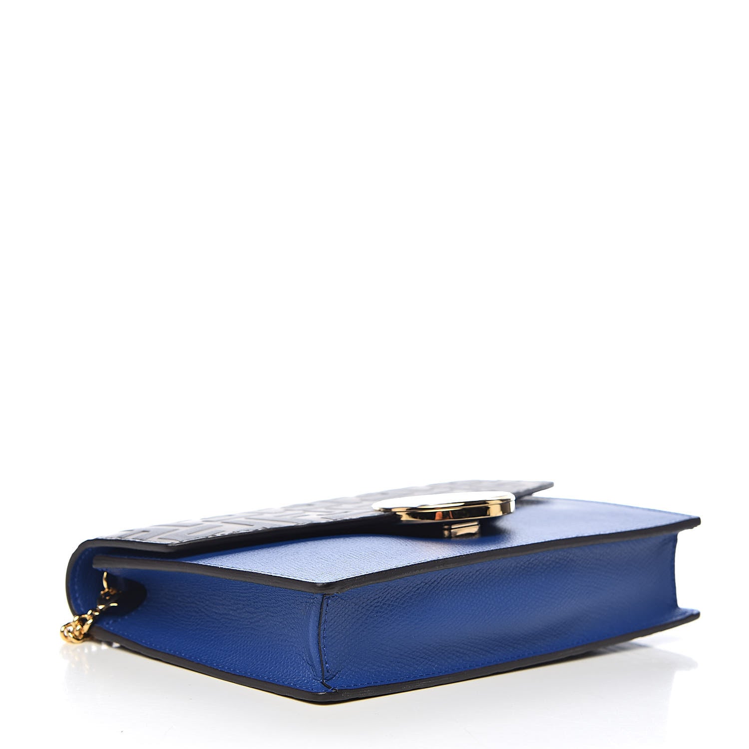 Fendi Vitello Cruise F is Fendi Bi-Color FF 1974 Embossed Medium Envelope Wallet On Chain Maya Black Blue Neon 4 of 10