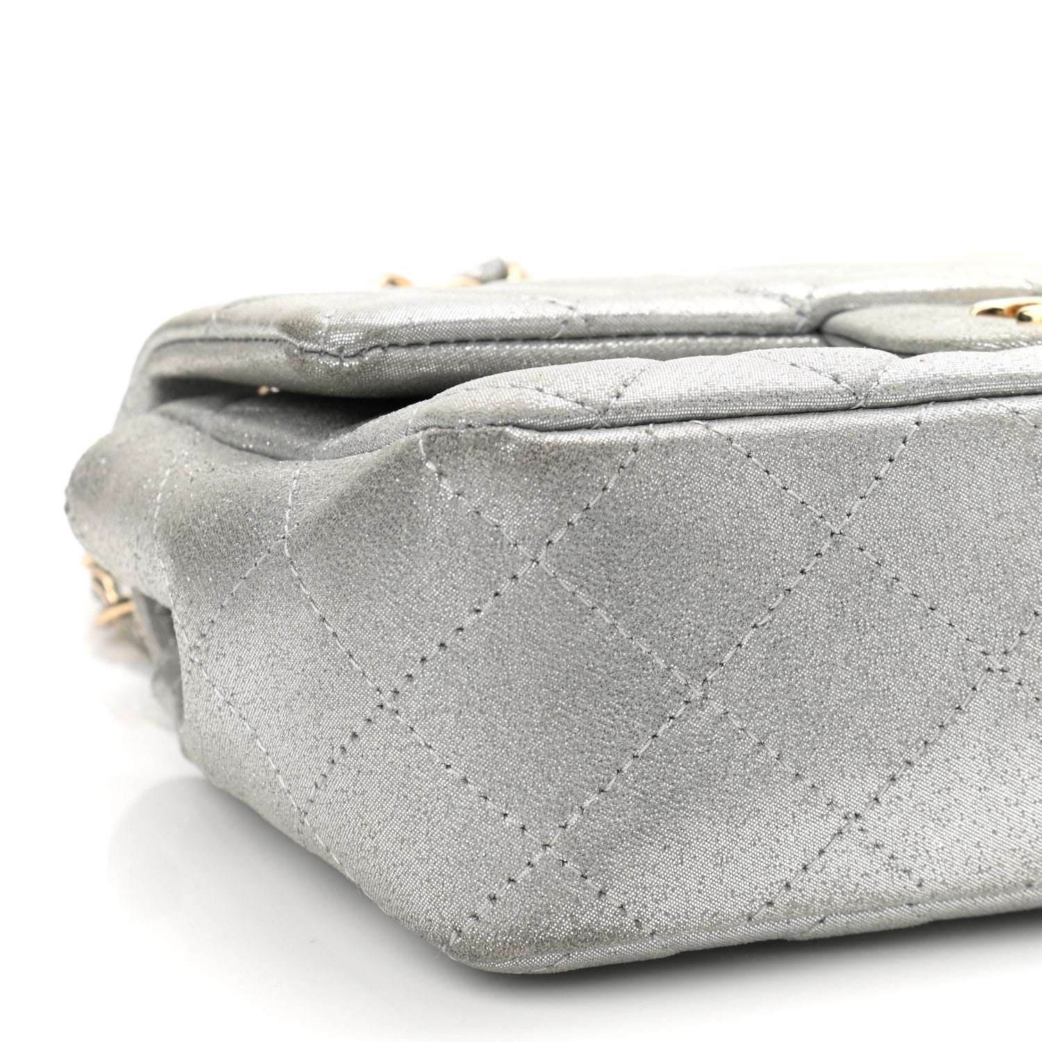 Chanel Iridescent Calfskin Quilted Mini Rectangular Flap Silver 5 of 11