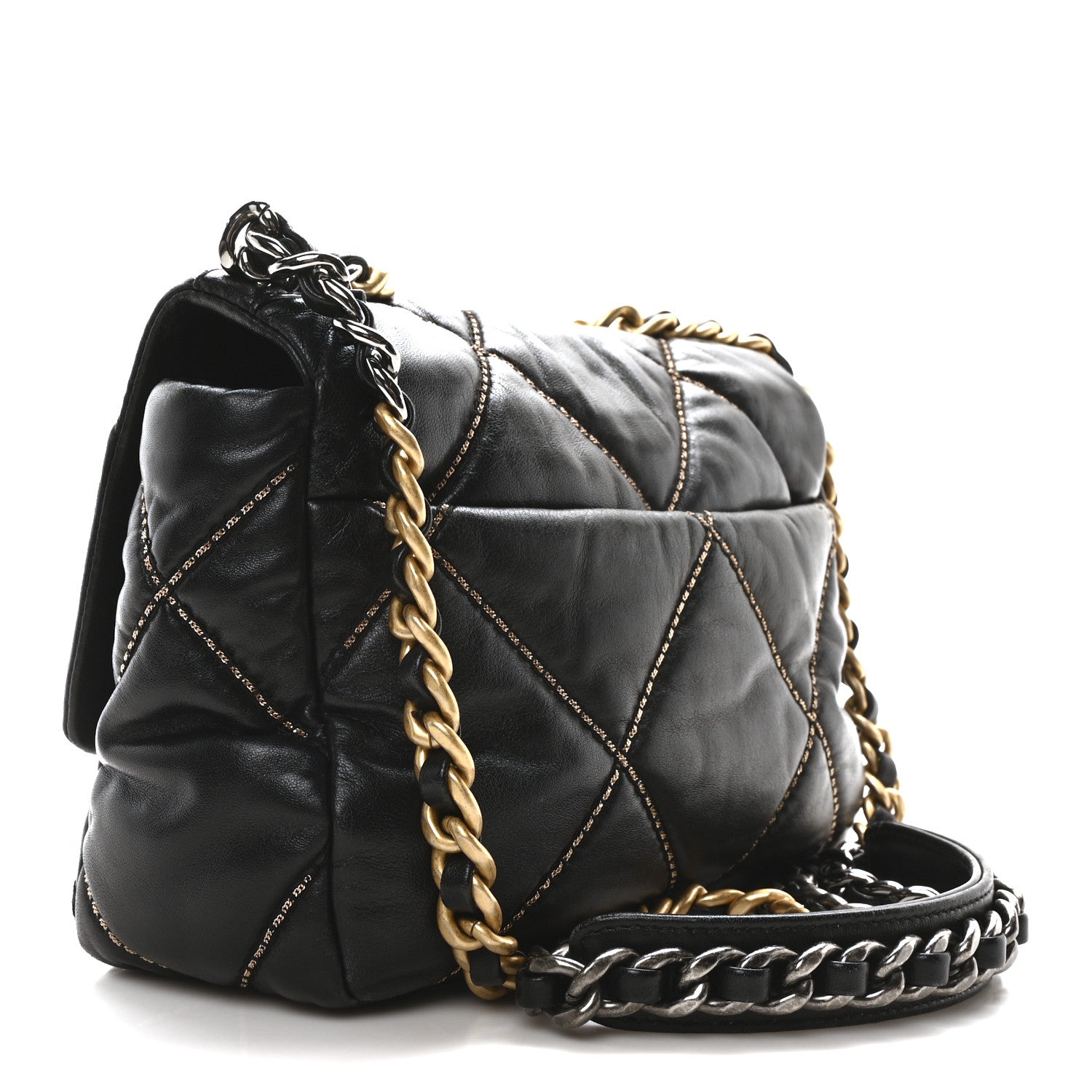 Chanel Lambskin Chain Quilted Medium Chanel 19 Flap Black 3 of 11