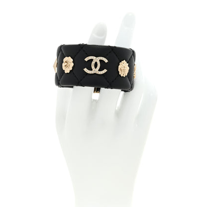 Chanel Lambskin Quilted CC Charms Turnlock Cuff Bracelet M Black 2 of 5