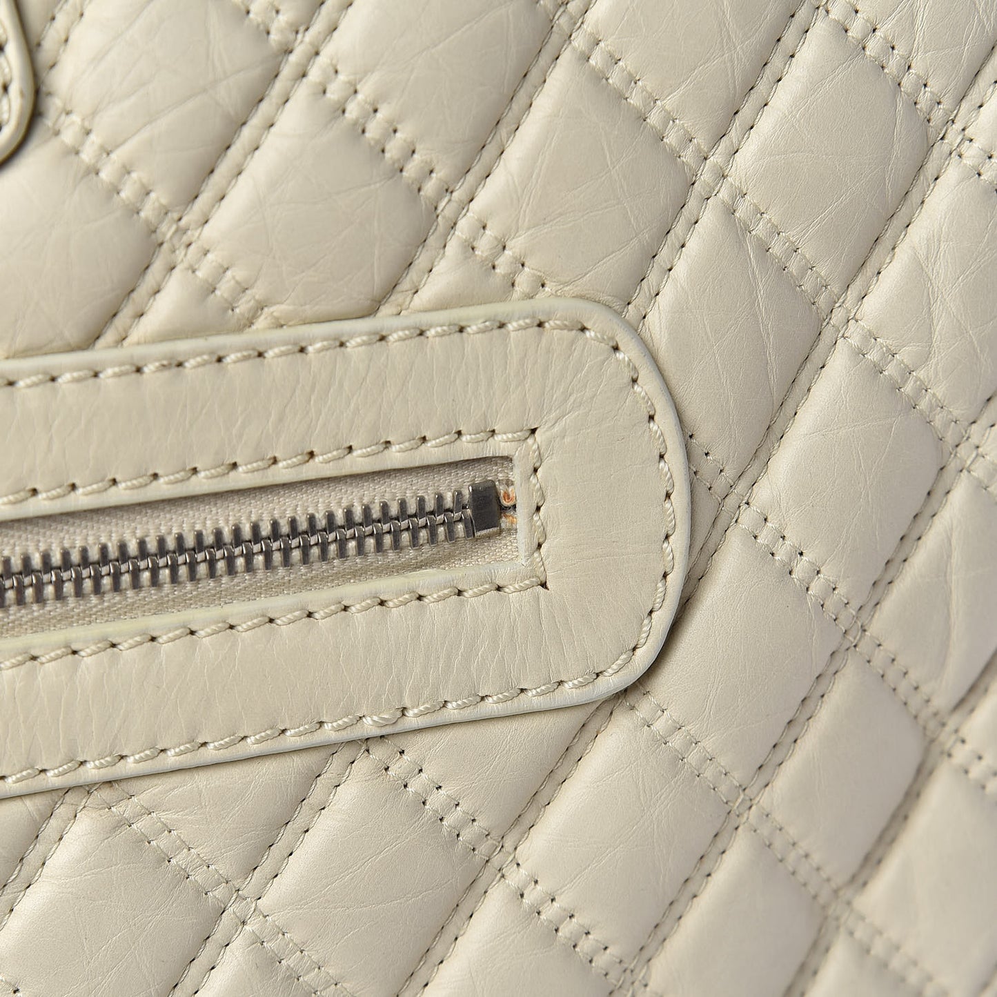 Aged Calfskin Quilted Paris New York PNY Laptop Bag Ivory