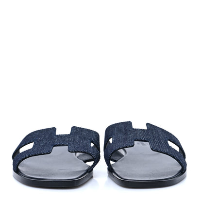 Hermes Denim Canvas Oran Sandals 37 Bleu Brut 2 of 7