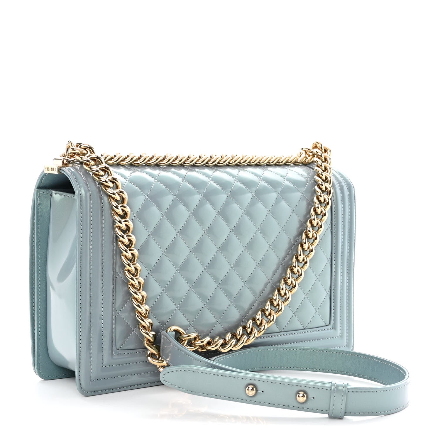 Chanel Iridescent Glazed Calfskin Quilted New Medium Boy Flap Light Blue 3 of 13