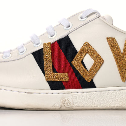 Gucci Calfskin Nappa Web LOVED Embroidered Womens Ace Sneakers 39 White Red Flame Notte 9 of 17