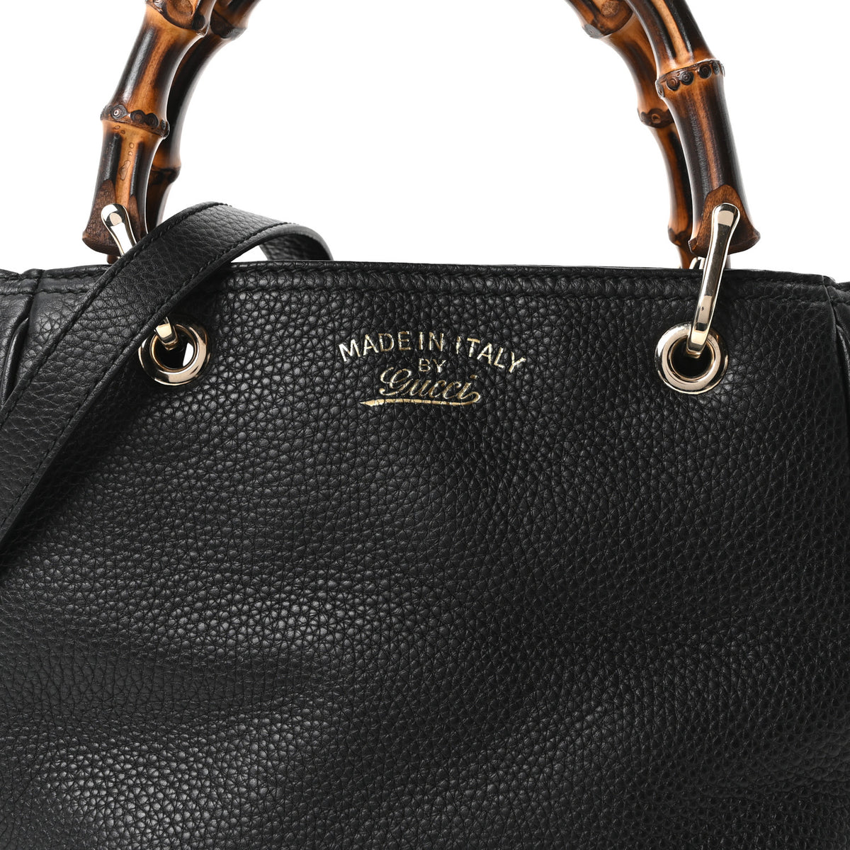 Calfskin Small Bamboo Shopper Tote Black