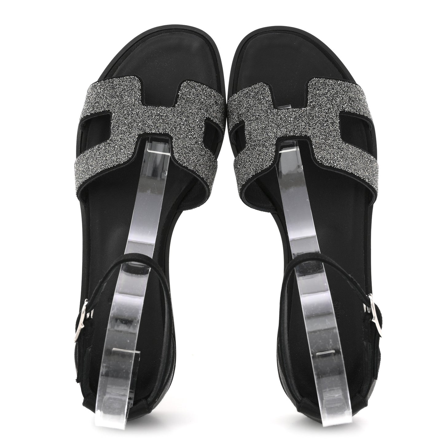 Satin Crystal Santorini Sandals 37.5 Black