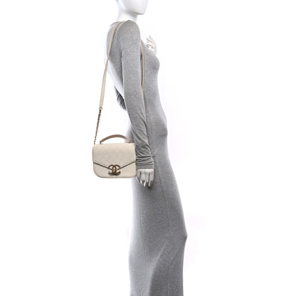 Chanel Grained Calfskin Quilted Small Cuba Top Handle Flap White 2 of 10