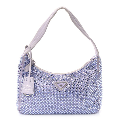 Prada Satin Crystal Mini Re-Edition 2000 Bag Glicine 1 of 8