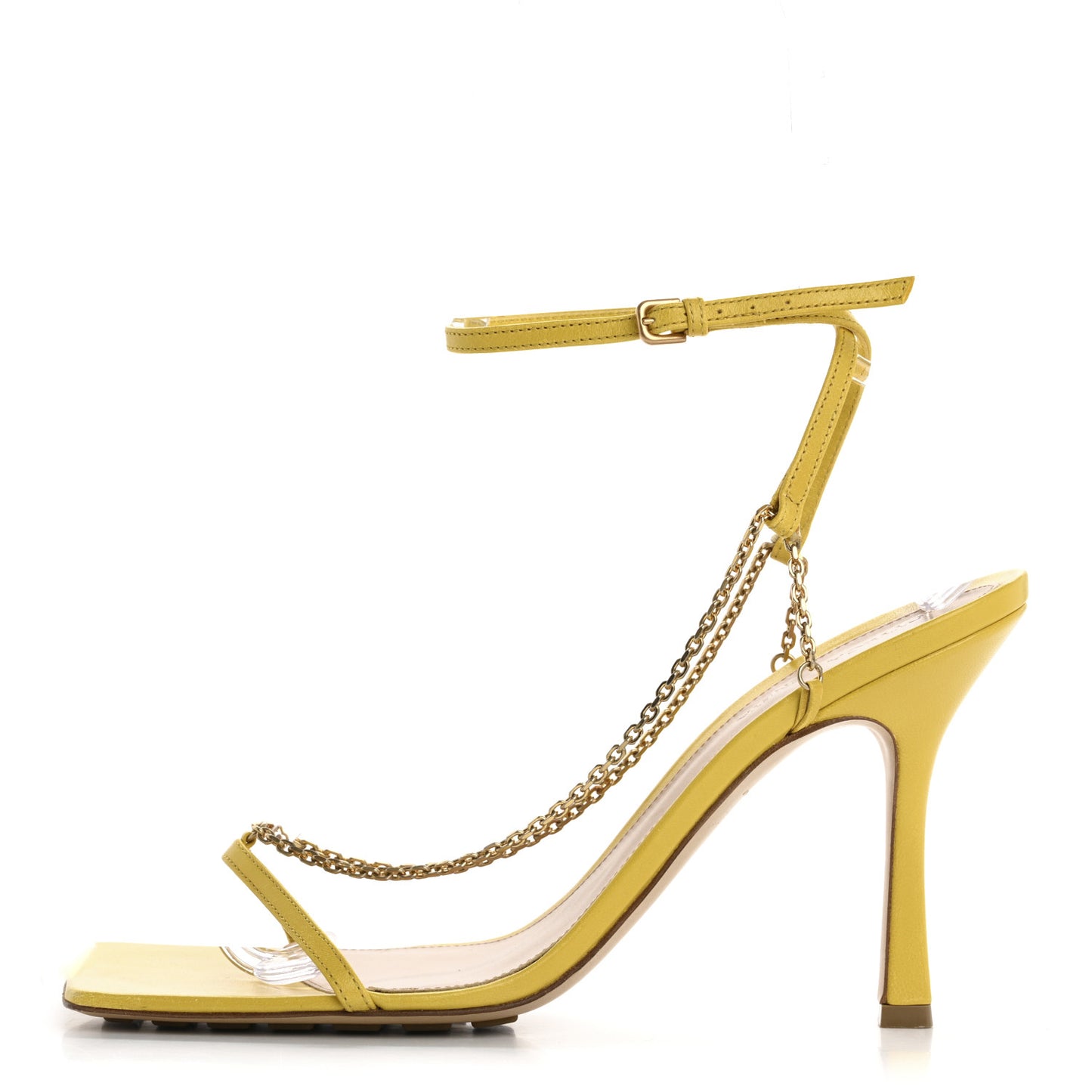 Lambskin Stretch Chain Strap 90mm Sandals 41 Buttercup