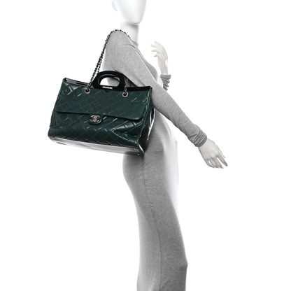 Chanel Glazed Calfskin Quilted Large CC Delivery Tote Dark Green 2 of 15