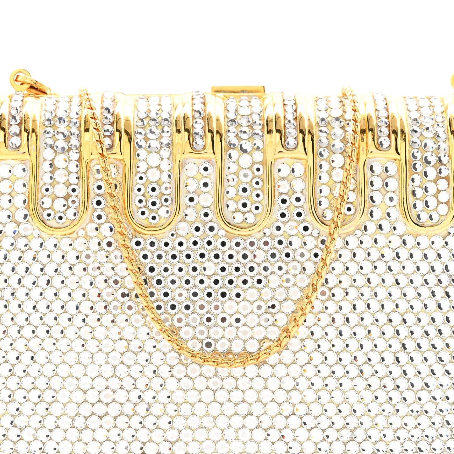 Swarovski Crystal Minaudiere Clutch Gold Silver