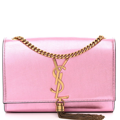 Saint Laurent Metallic Calfskin Small Classic Monogram Kate Tassel Satchel Pink 8 of 11