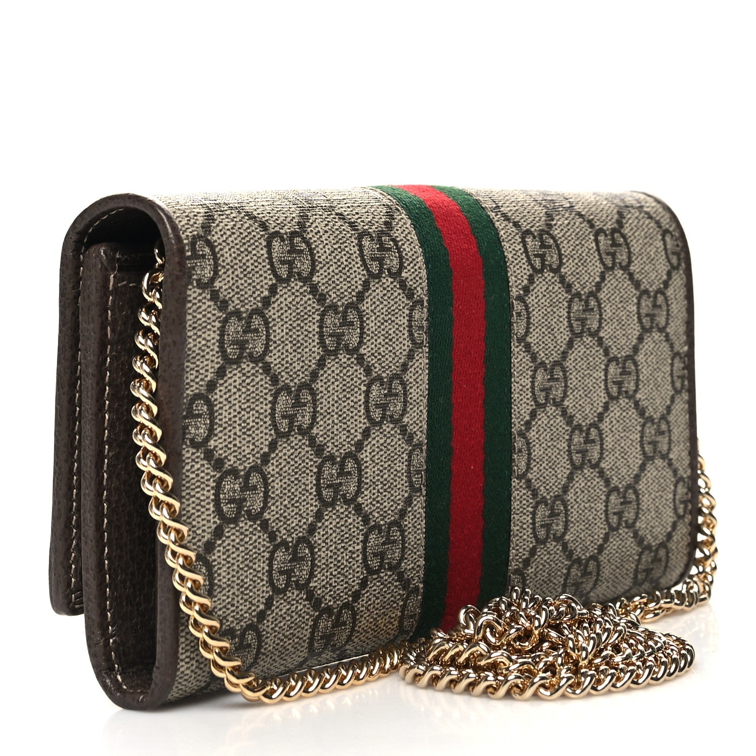 Gucci GG Supreme Monogram Web Ophidia Wallet On Chain Brown 2 of 11
