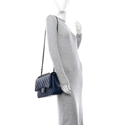 Chanel Caviar Quilted Jumbo Double Flap Navy Blue 2 of 12