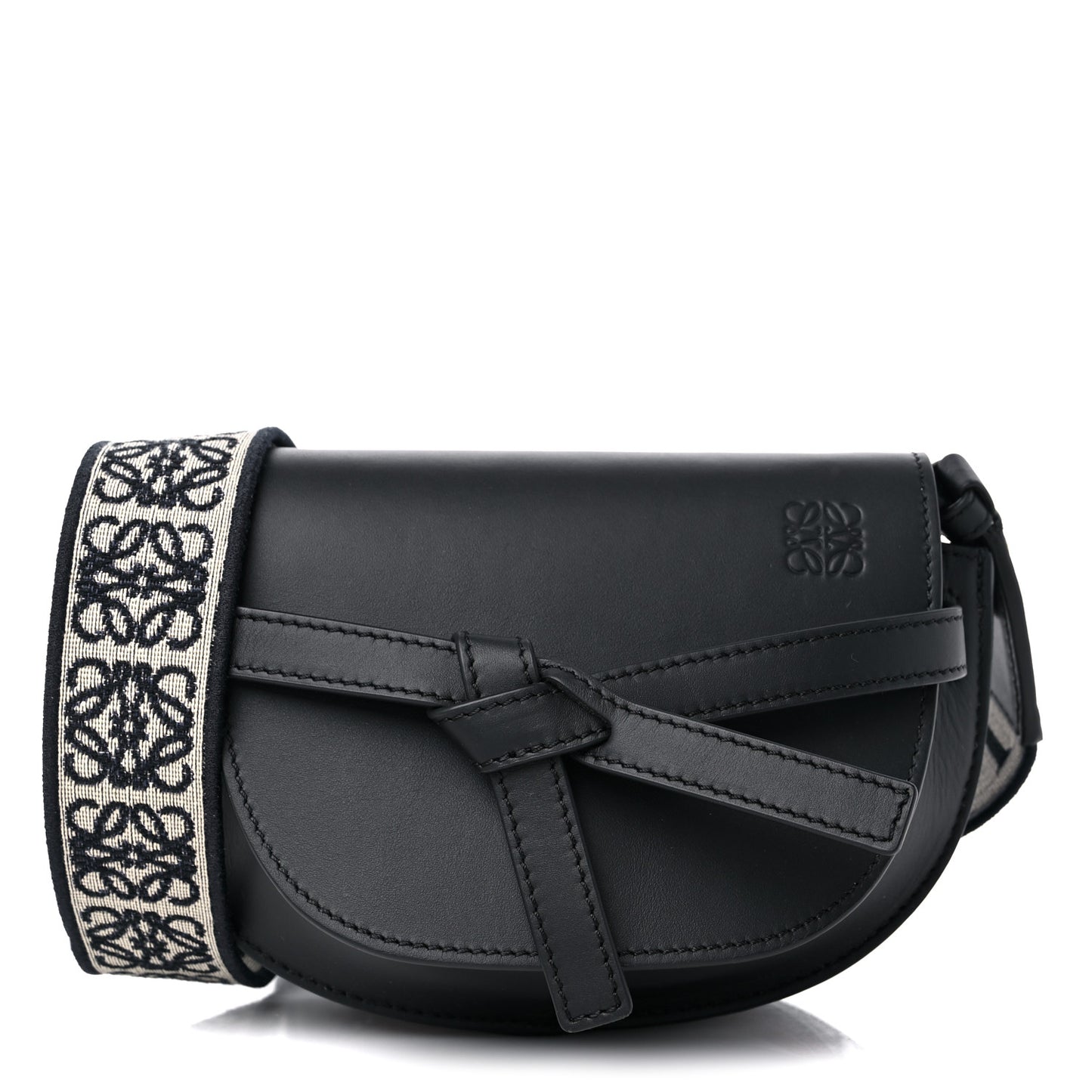Calfskin Jacquard Mini Gate Dual Bag Black