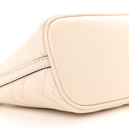 Gucci Calfskin Matelasse Chevron Monochrome GG Marmont Sling Shoulder Bag Mystic White 9 of 10