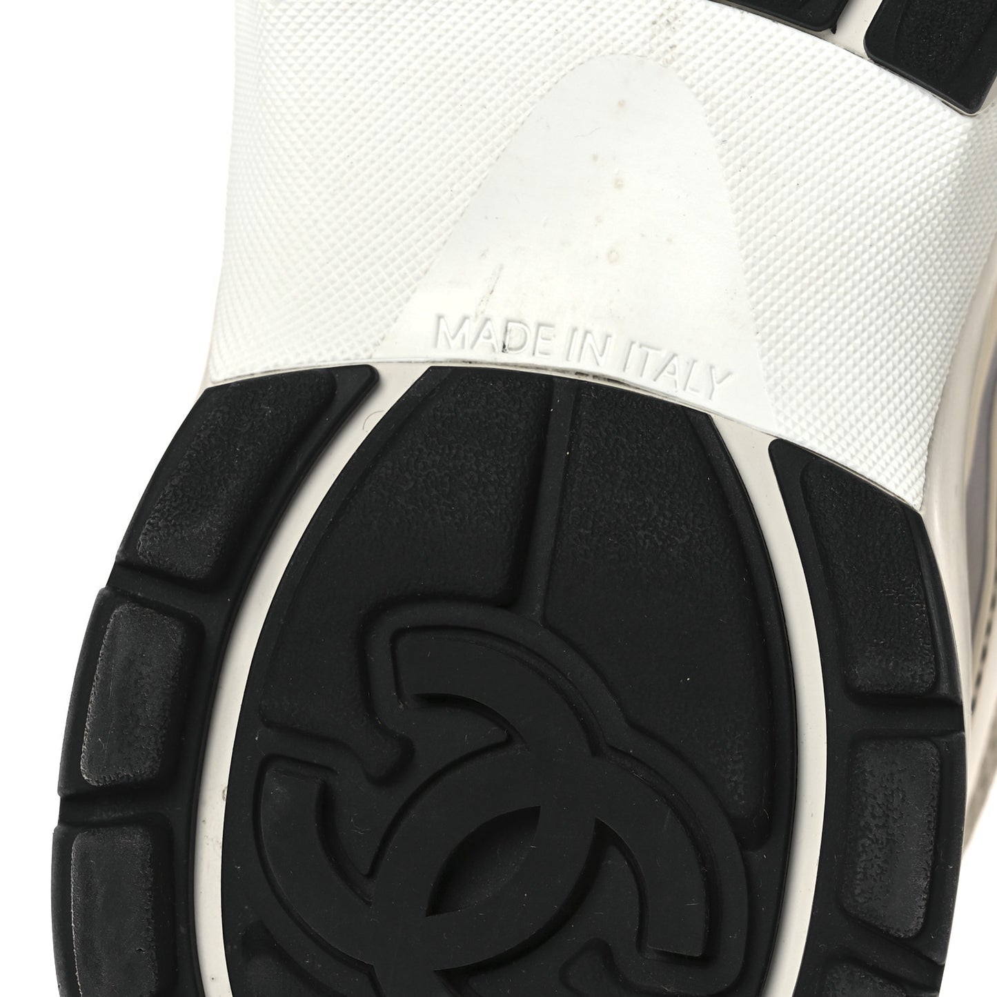 Fabric Laminated Calfskin Stretch CC Sneakers 39.5 Ivory White Silver